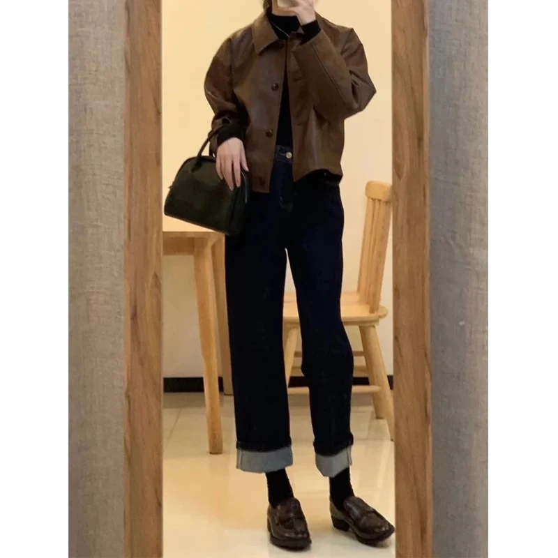 Damen Kurzjacke im Boxy-Schnitt mit Hemdkragen und Knopfleiste Drune