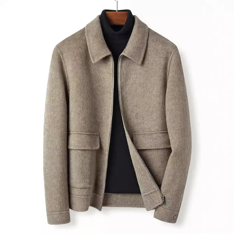 Herren Wollmix-Übergangsjacke mit Stehkragen, Reißverschluss und Pattentaschen Drune