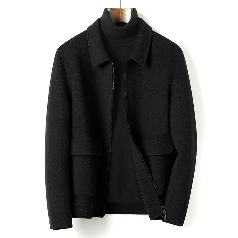 Herren Wollmix-Übergangsjacke mit Stehkragen, Reißverschluss und Pattentaschen Drune