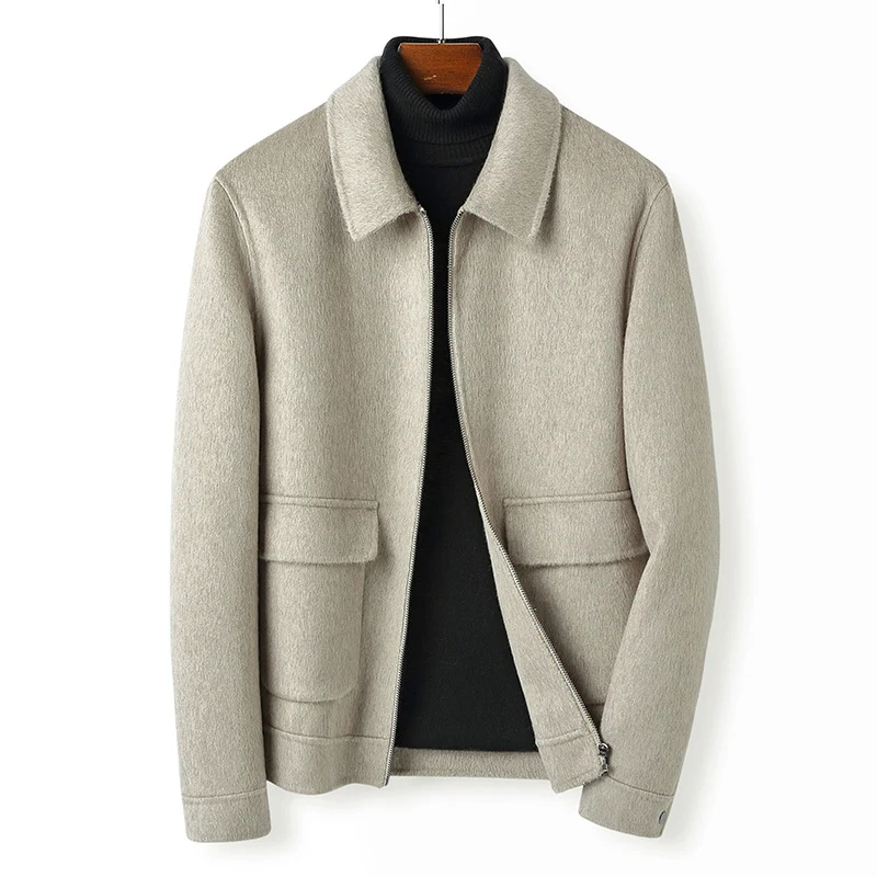 Herren Wollmix-Übergangsjacke mit Stehkragen, Reißverschluss und Pattentaschen Drune
