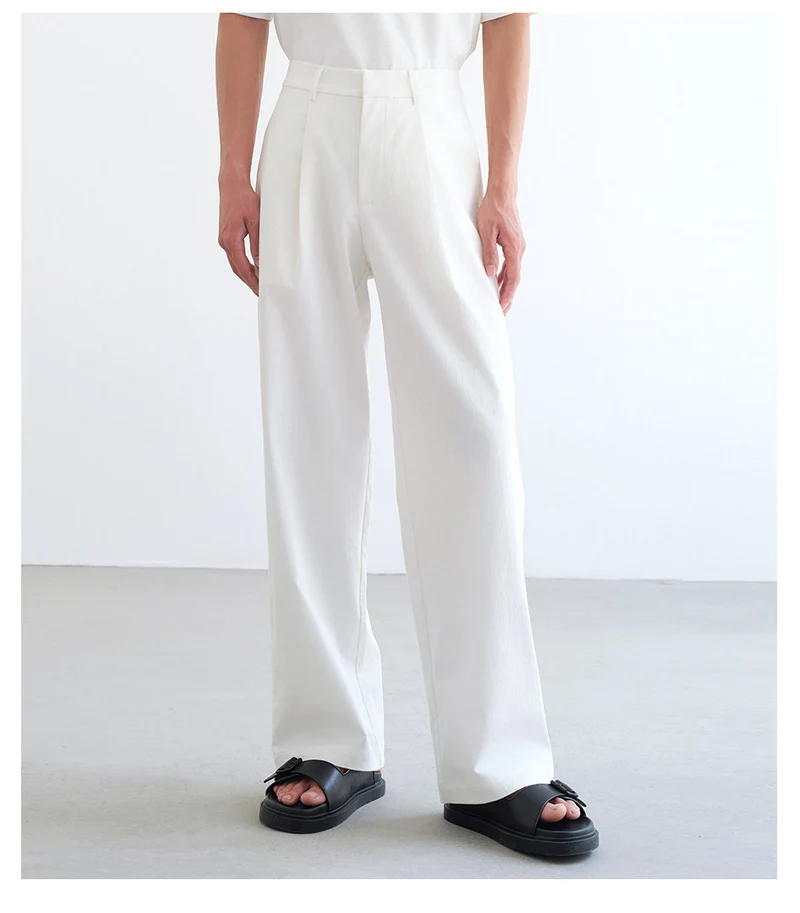 Herren weite hochtaillierte Bundfaltenhose aus Baumwollmix Drune