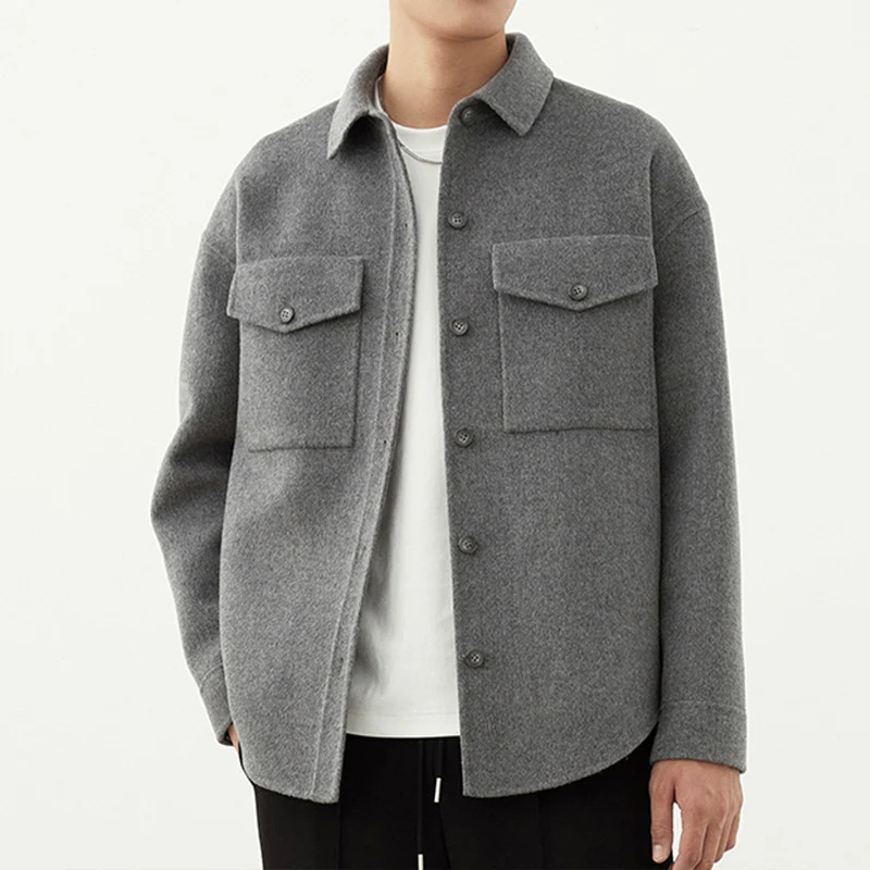 Herren Weiche Wollmix-Hemdjacke im Boxy-Schnitt Drune