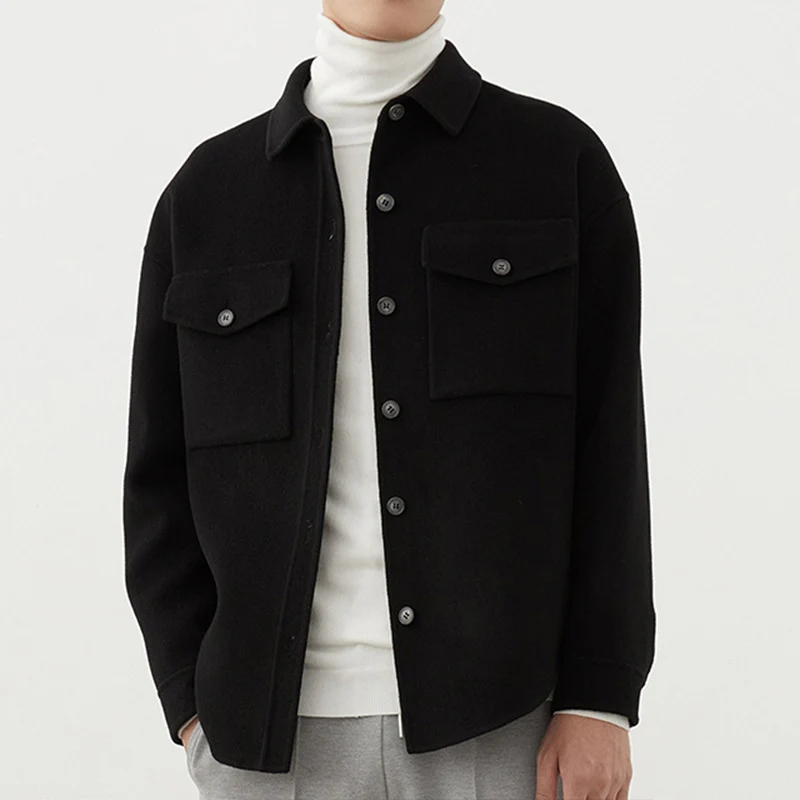 Herren Weiche Wollmix-Hemdjacke im Boxy-Schnitt Drune