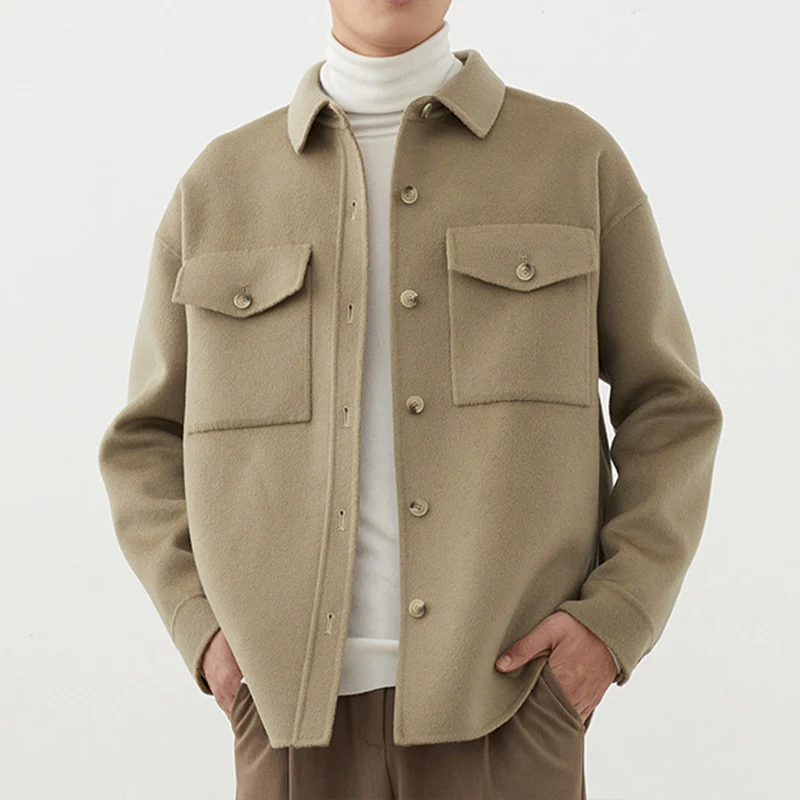 Herren Weiche Wollmix-Hemdjacke im Boxy-Schnitt Drune
