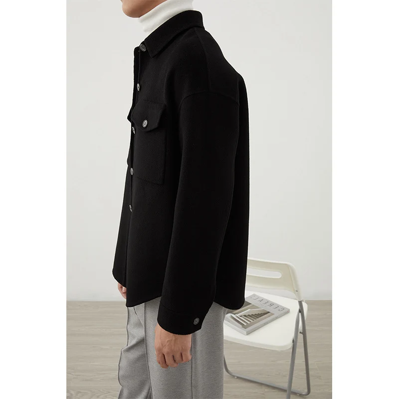 Herren Weiche Wollmix-Hemdjacke im Boxy-Schnitt Drune