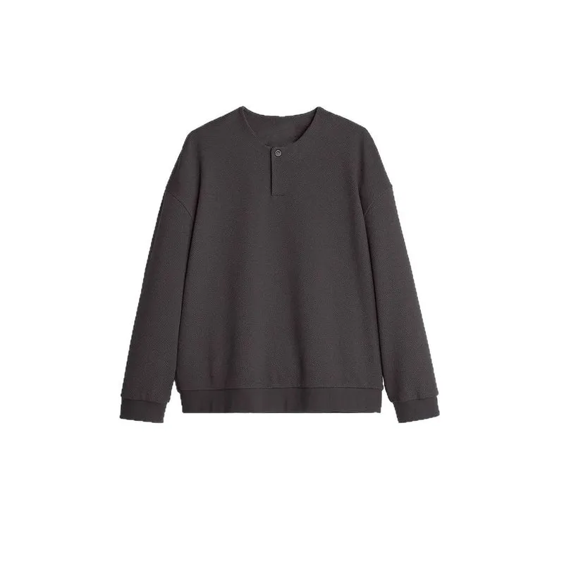 Herren Strukturierter Oversize-Strickpullover mit Henley-Knopfleiste Drune