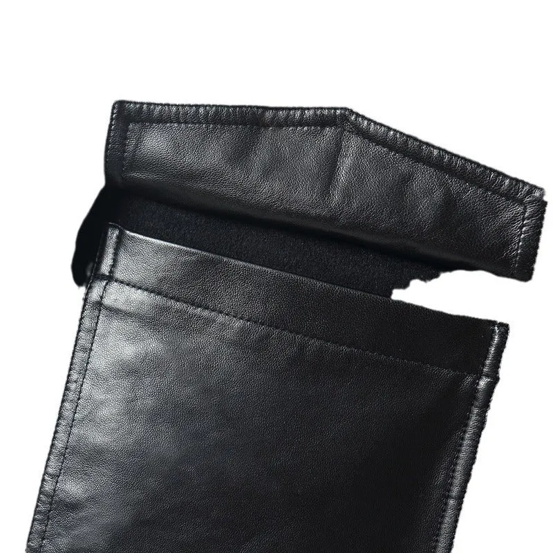 Herren Reißverschluss-Wollmix-Jacke mit Lederkragen und schlanker Silhouette Drune