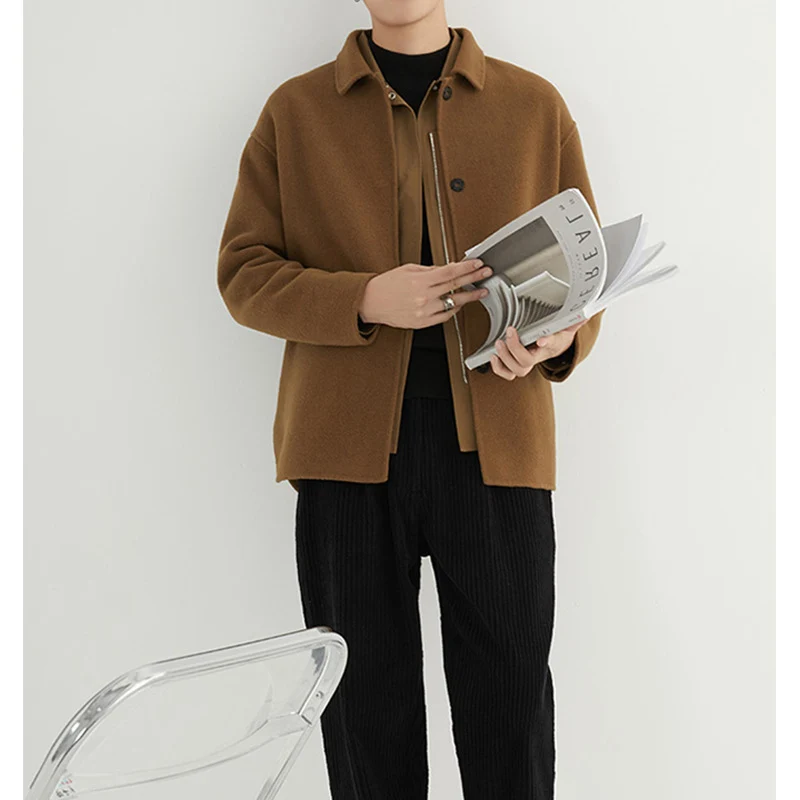 Herren Oversize Woll‑Mischjacke mit Hemdkragen und aufgesetzten Taschen Drune