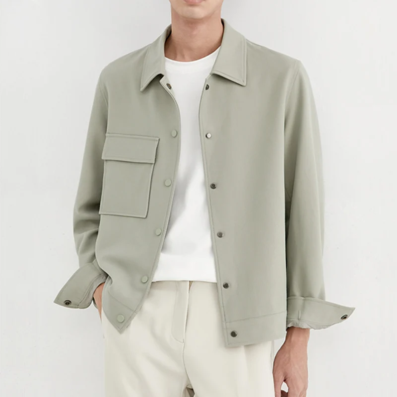 Herren Oversize-Utility-Jacke mit aufgesetzter Brusttasche und Druckknopfleiste Drune