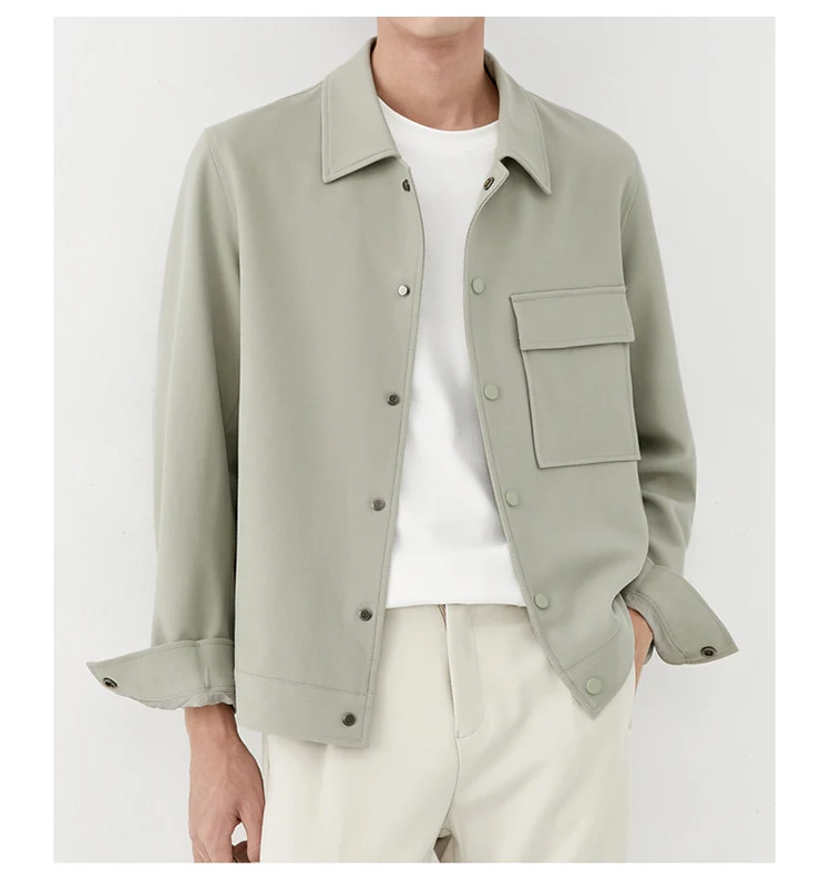 Herren Oversize-Utility-Jacke mit aufgesetzter Brusttasche und Druckknopfleiste Drune