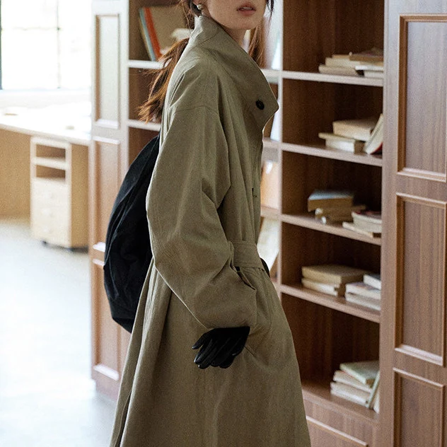 Damen Urbaner Lange Trenchcoat Drune