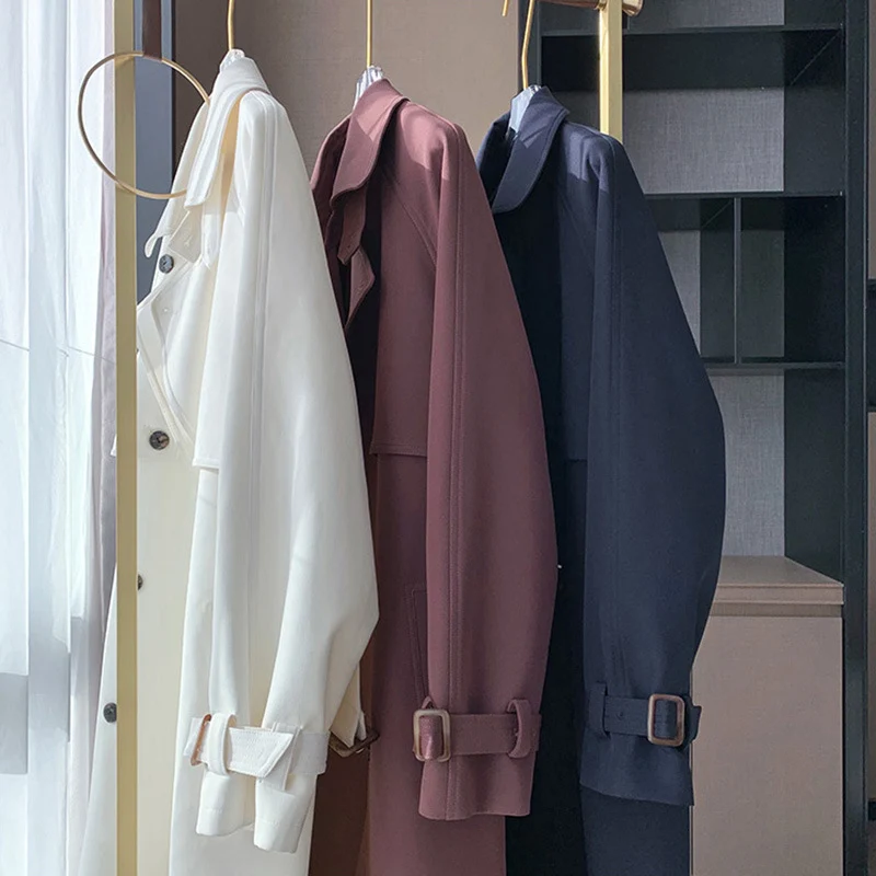 Damen Trenchcoat mit doppelter Knopfleiste und Taillengürtel Drune