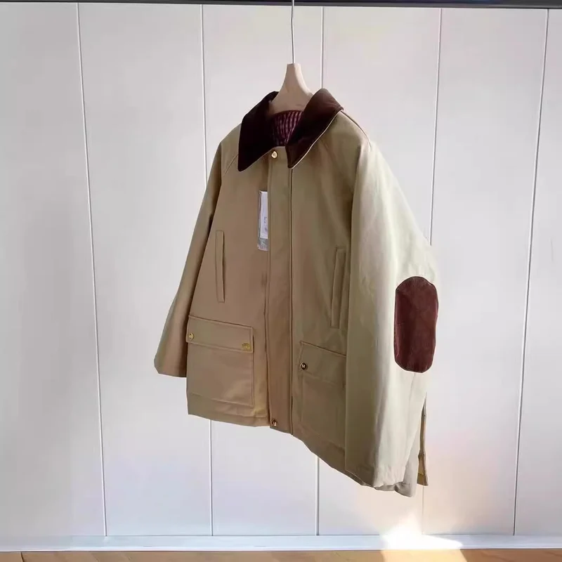 Damen Stylische Übergangsjacke mit kontrastierenden Ellbogenpatches Drune