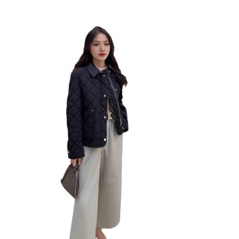 Damen Stylische gesteppte Jacke mit hohem Kragen Drune