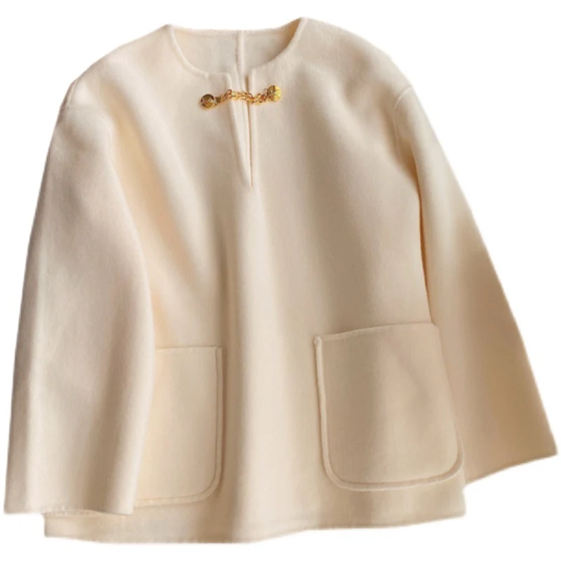 Damen Stilvolle Wolljacke mit langen Ärmeln Drune