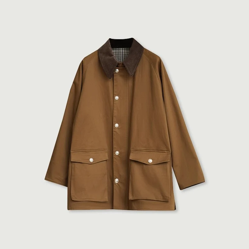Damen Stilvolle Übergangsjacke mit praktischem Kragen und großen Taschen Drune
