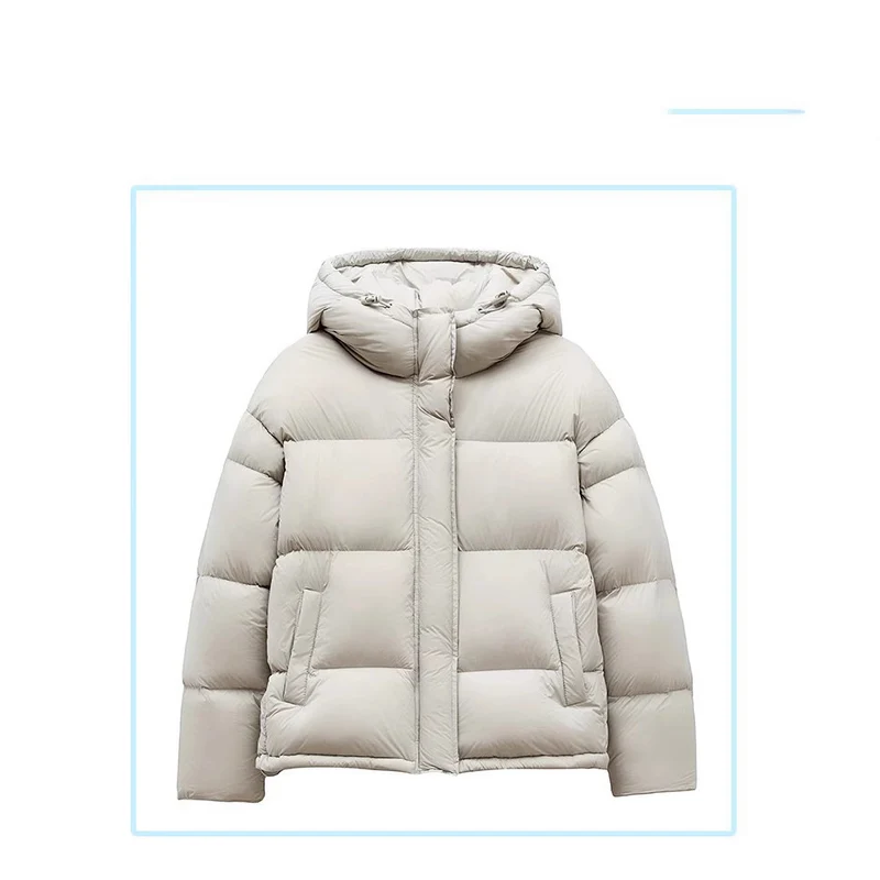 Damen Stilvolle Daunenjacke mit Kapuze Drune