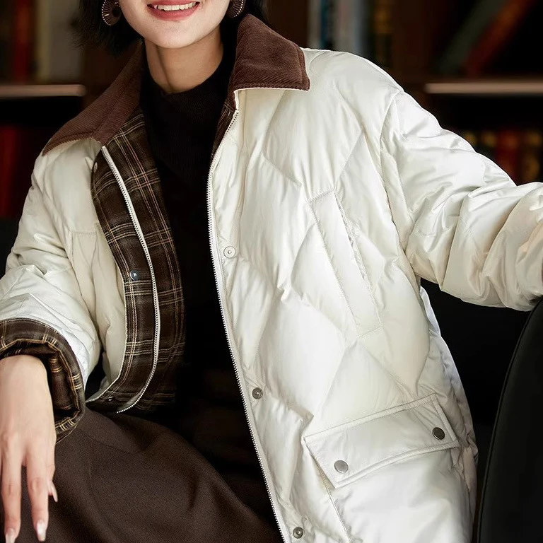 Damen Steppjacke mit karierten Akzenten Drune