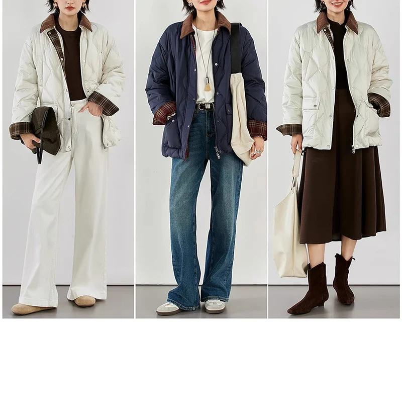 Damen Steppjacke mit karierten Akzenten Drune