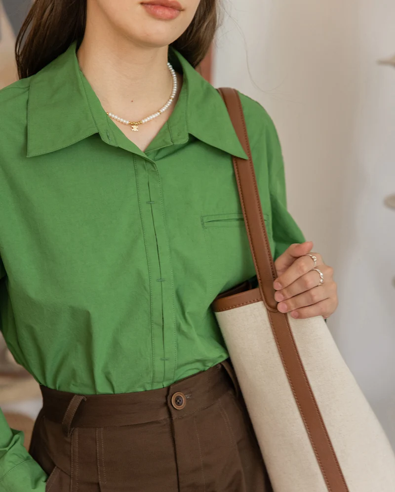 Damen Oversized Hemdbluse mit Brusttasche Drune