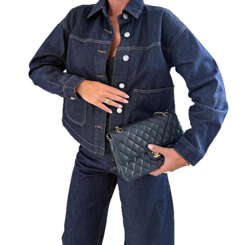 Damen Jeansjacke mit Jeans Zweiteiler Set
