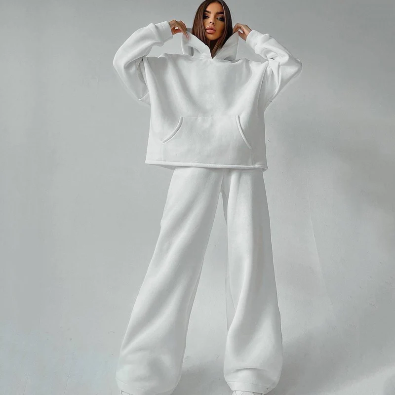 Damen Lässiges Hoodies und Schlaghosen Set Drune