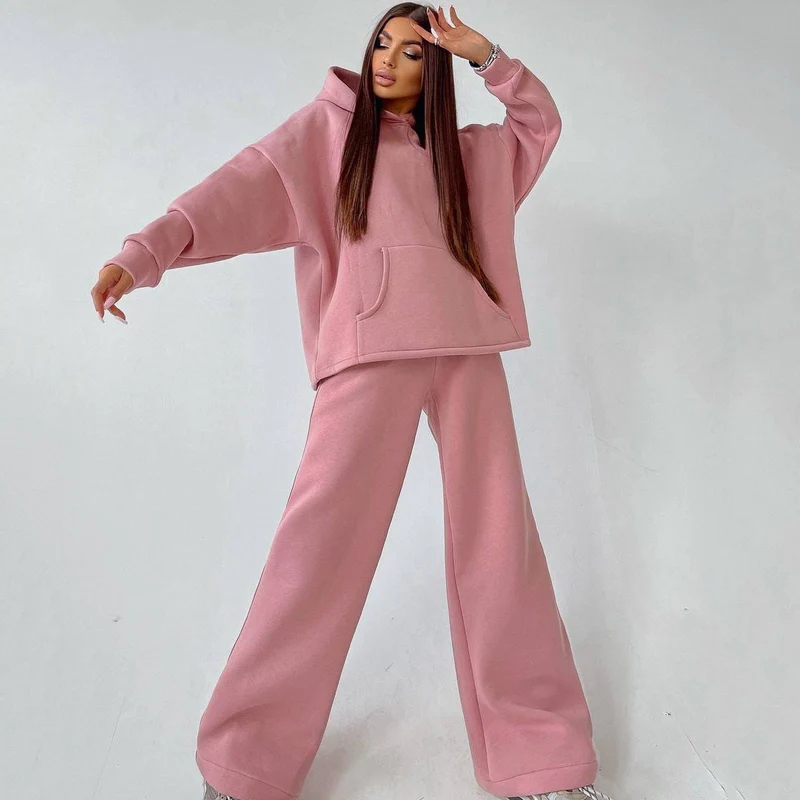 Damen Lässiges Hoodies und Schlaghosen Set Drune
