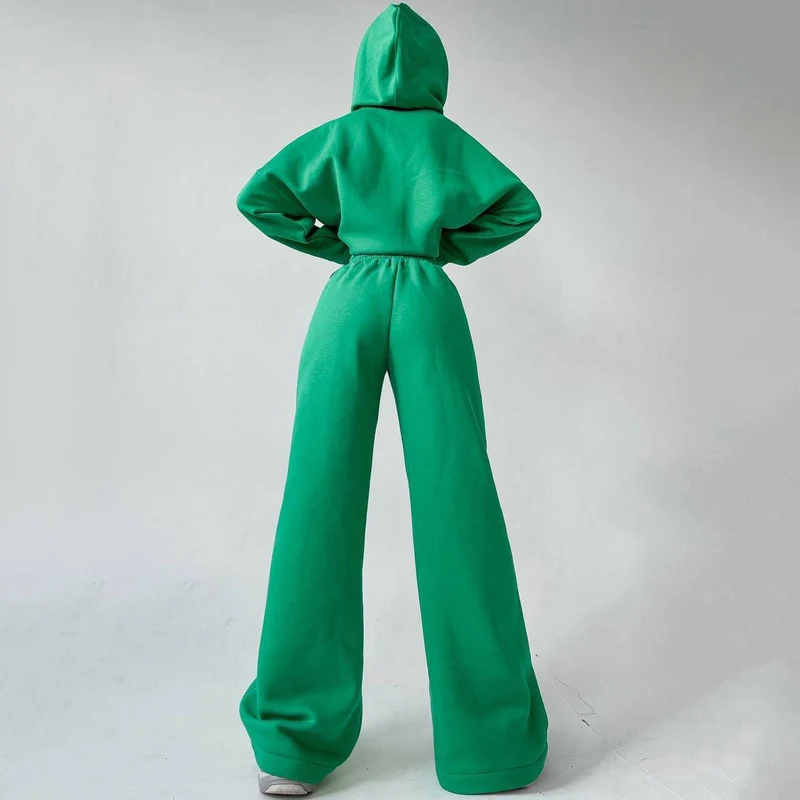 Damen Lässiges Hoodies und Schlaghosen Set Drune