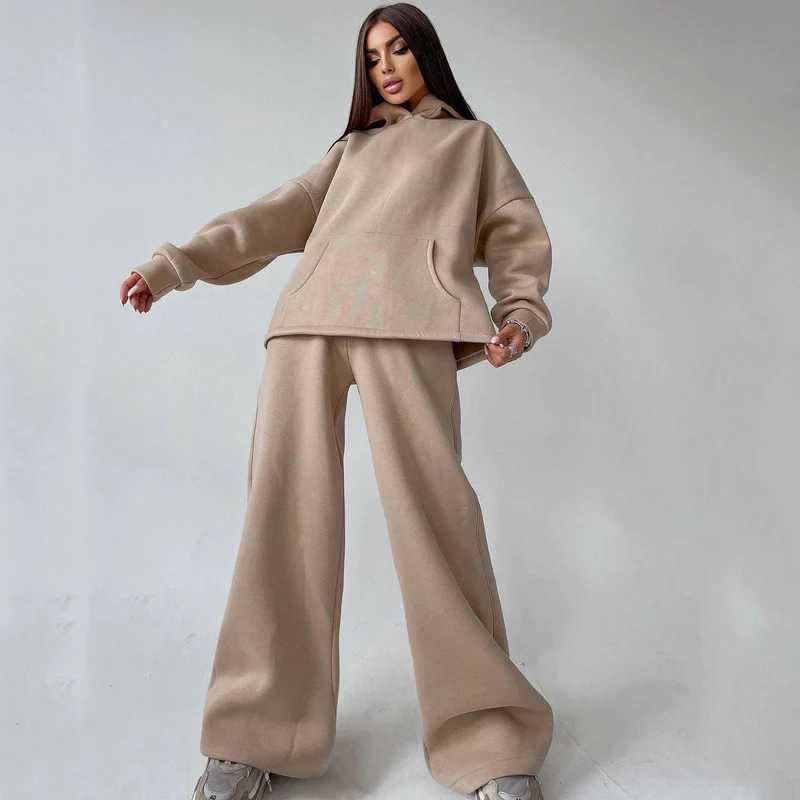 Damen Lässiges Hoodies und Schlaghosen Set Drune