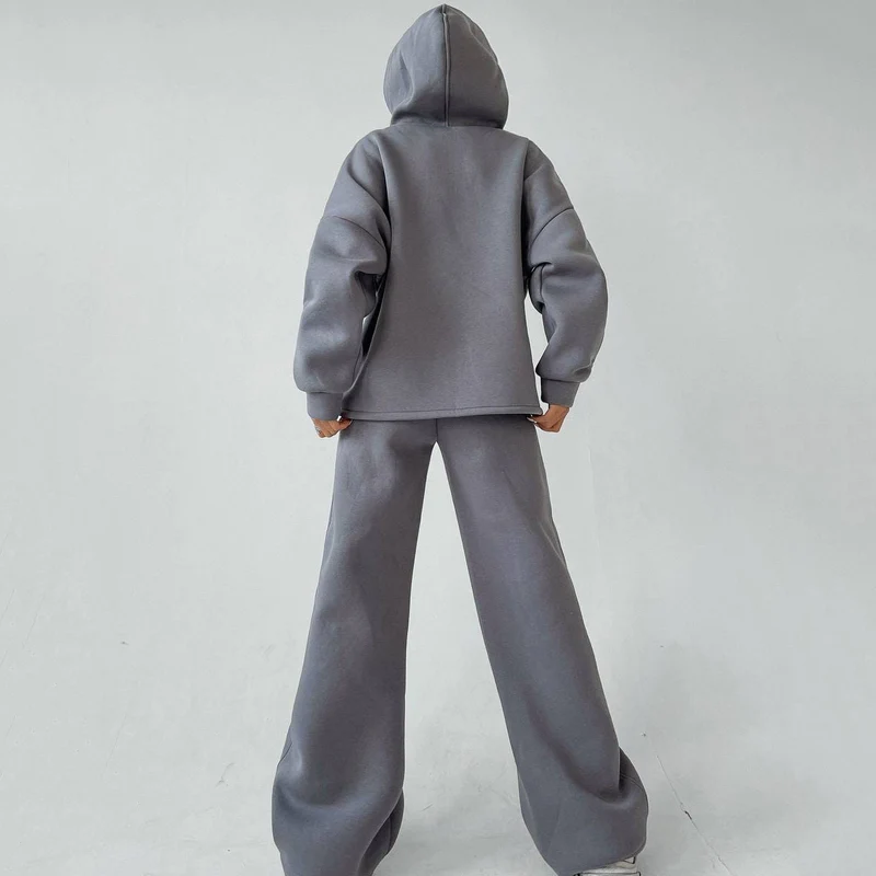 Damen Lässiges Hoodies und Schlaghosen Set Drune