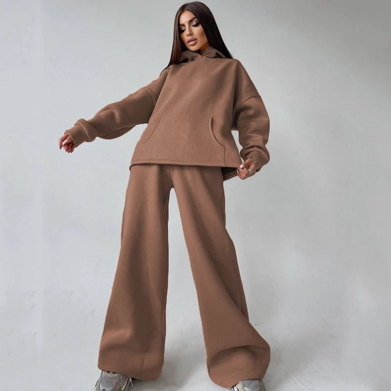 Damen Lässiges Hoodies und Schlaghosen Set Drune