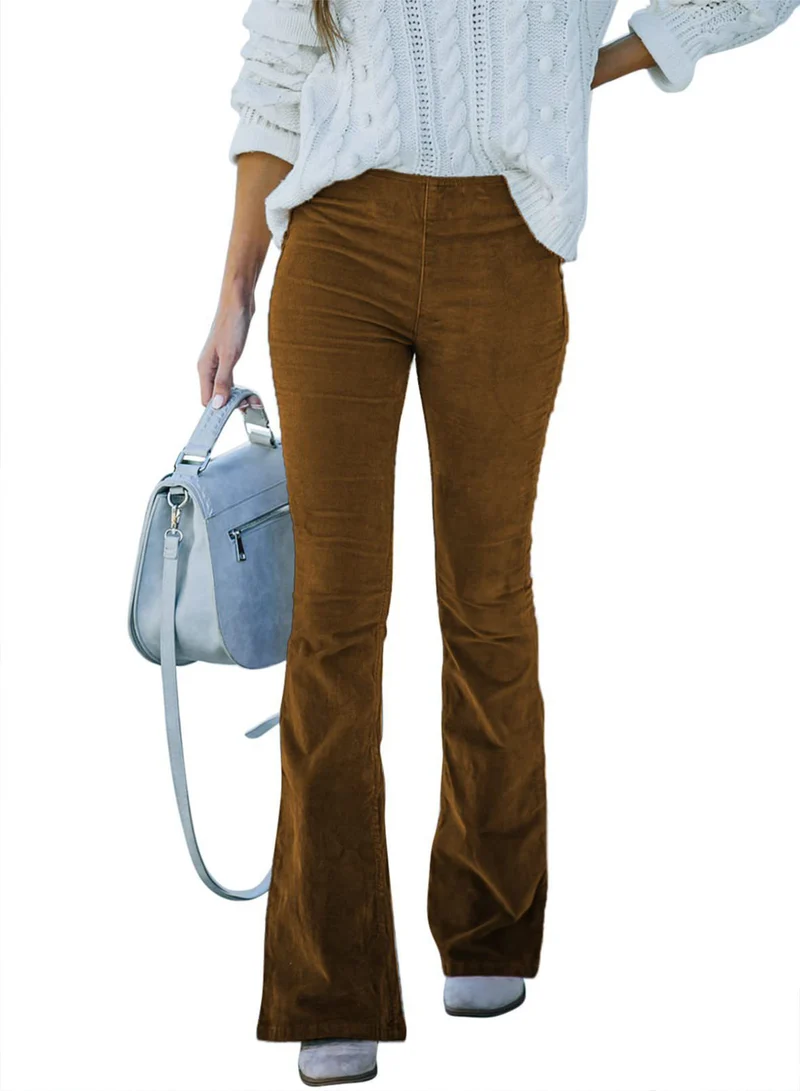 Damen Flared Cord-Hose mit hohem Bund und weichem Material Drune
