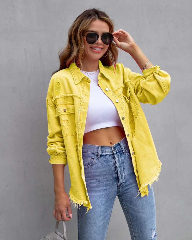 Weite Jeansjacke aus Baumwolle