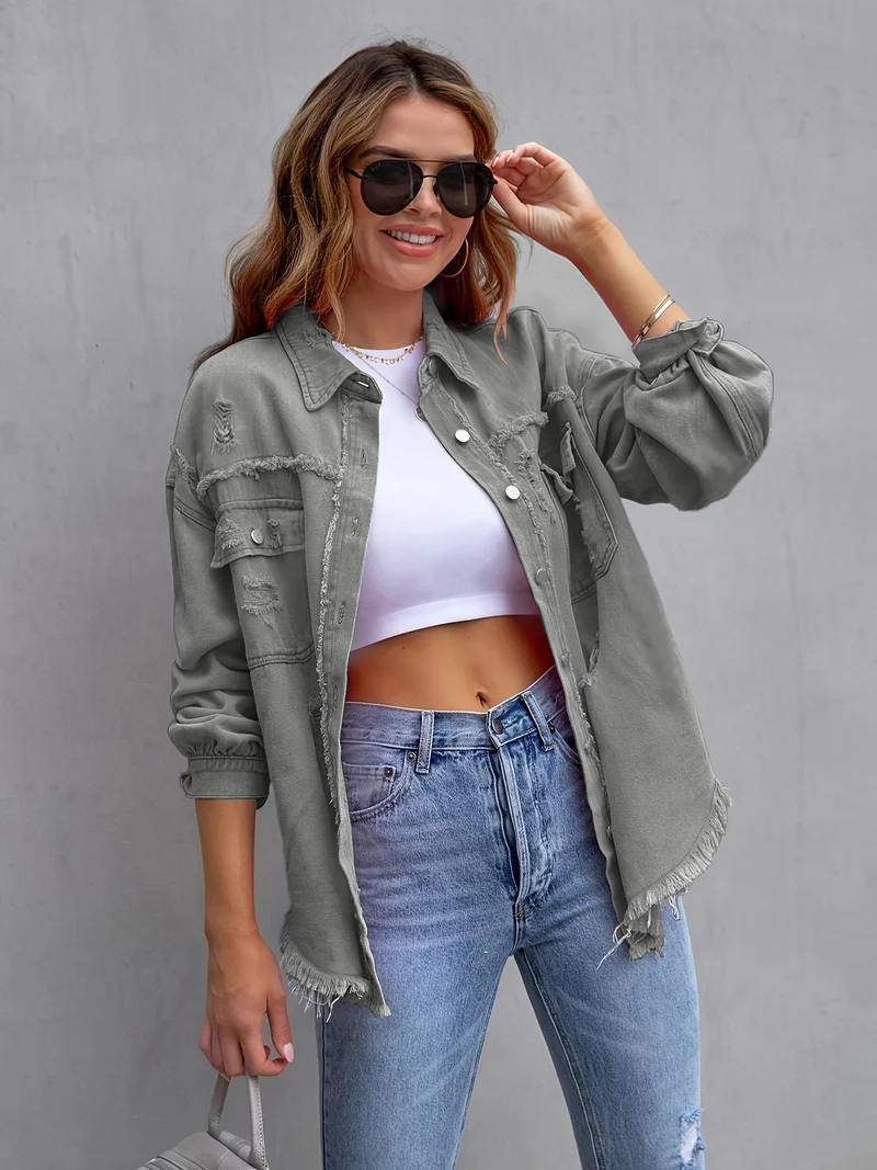 Weite Jeansjacke aus Baumwolle