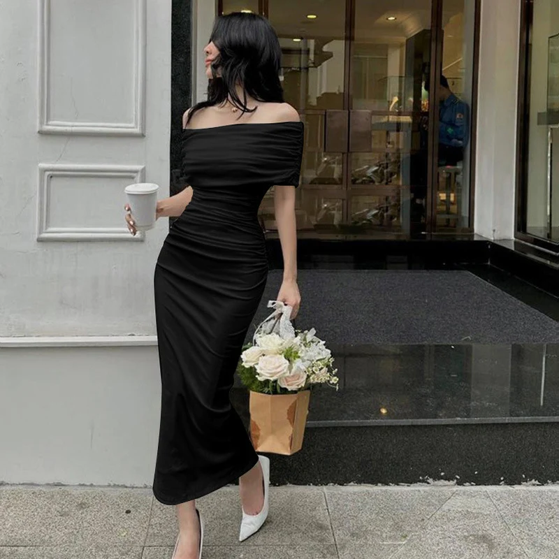 Damen Elegantes Wickelkleid mit asymmetrischem Rückenausschnitt Drune