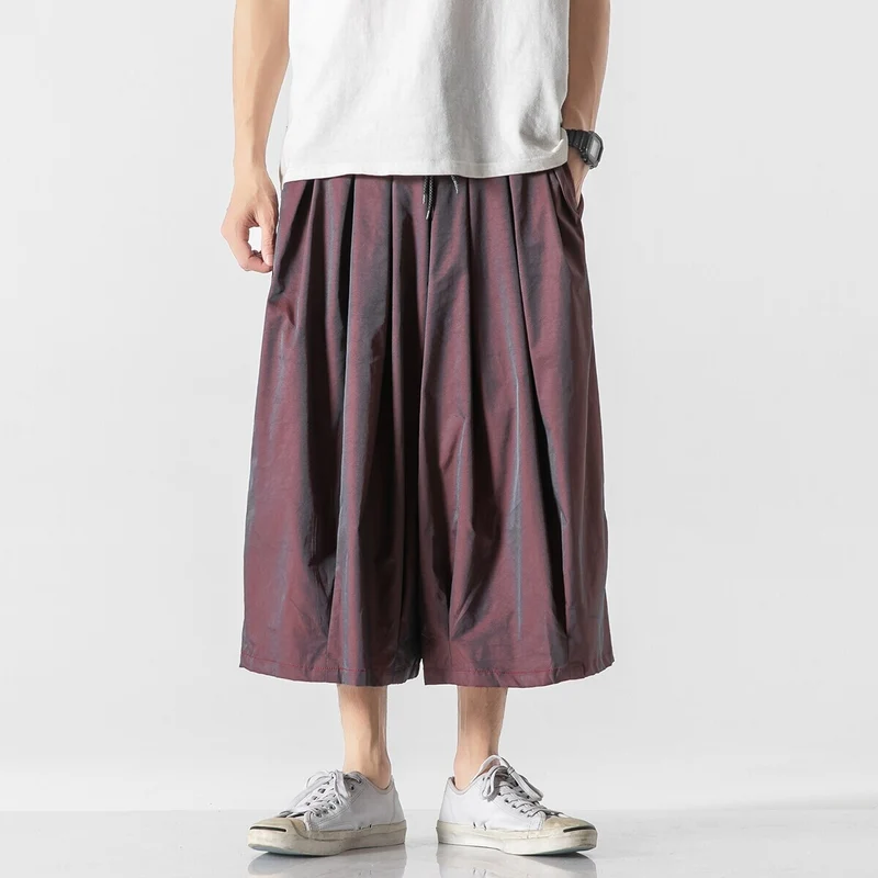 Herren Weit geschnittene Culotte-Loungehose mit tiefem Schritt und elastischem Tunnelzug Drune