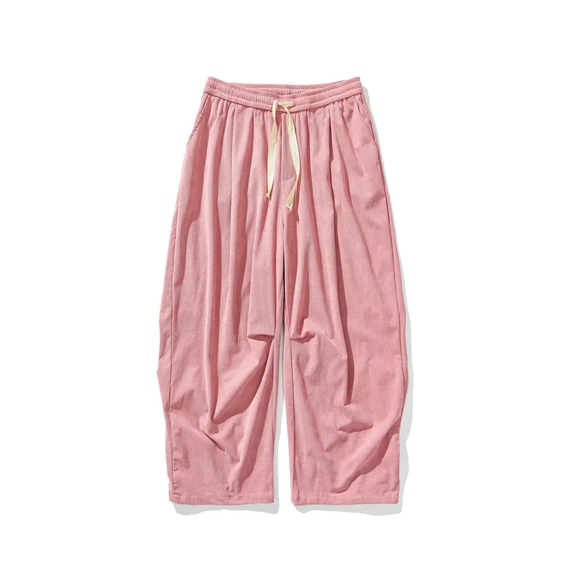 Herren Weit geschnittene Cordhose mit Bundfalten, Tunnelzug und lässiger Baggy‑Silhouette Drune