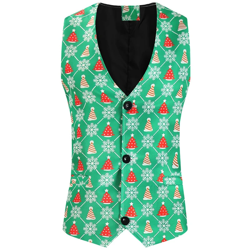 Herren Weihnachtliche Weste mit Santa-Alloverprint und tailliertem Schnitt Drune