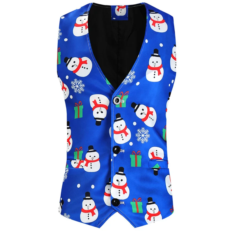 Herren Weihnachtliche Weste mit Santa-Alloverprint und tailliertem Schnitt Drune