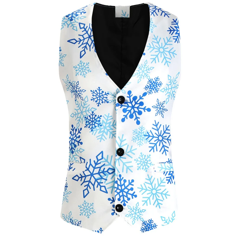 Herren Weihnachtliche Weste mit Santa-Alloverprint und tailliertem Schnitt Drune