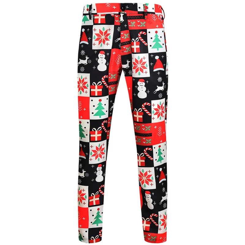 Herren Weihnachtliche Slim‑Fit Chinohose mit Allover-Santa‑Print und Stretchkomfort Drune
