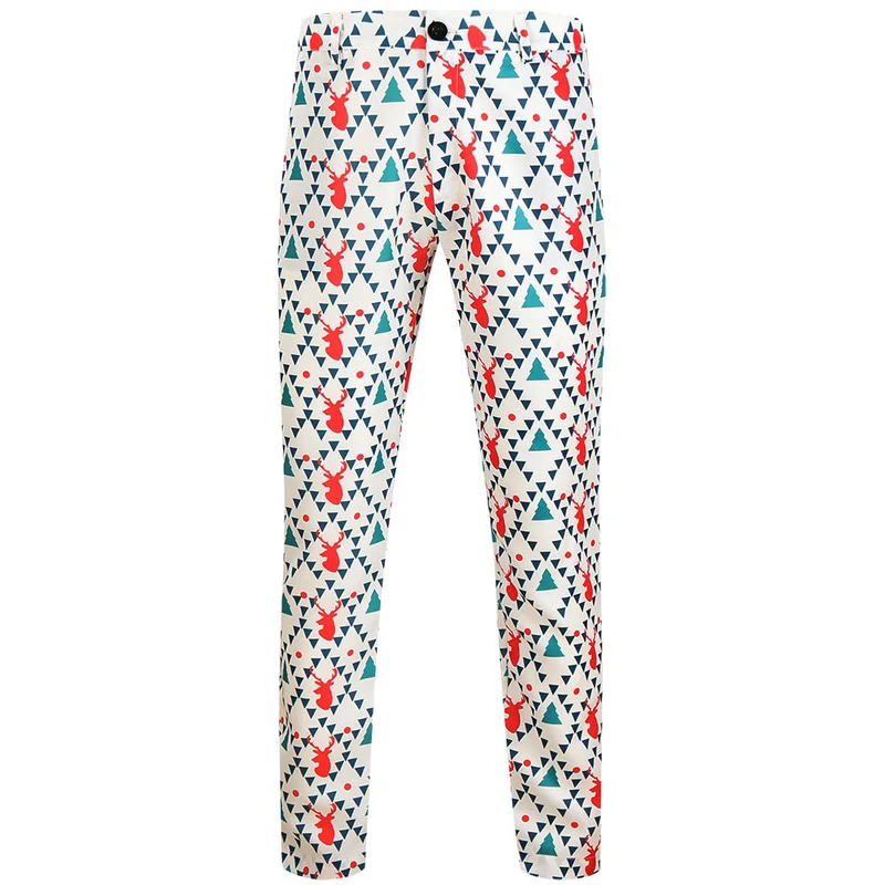 Herren Weihnachtliche Slim‑Fit Chinohose mit Allover-Santa‑Print und Stretchkomfort Drune