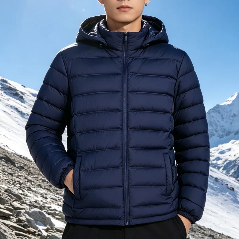 Herren Wattierte leichte Kapuzensteppjacke mit Thermofüllung und durchgehendem Reißverschluss Drune