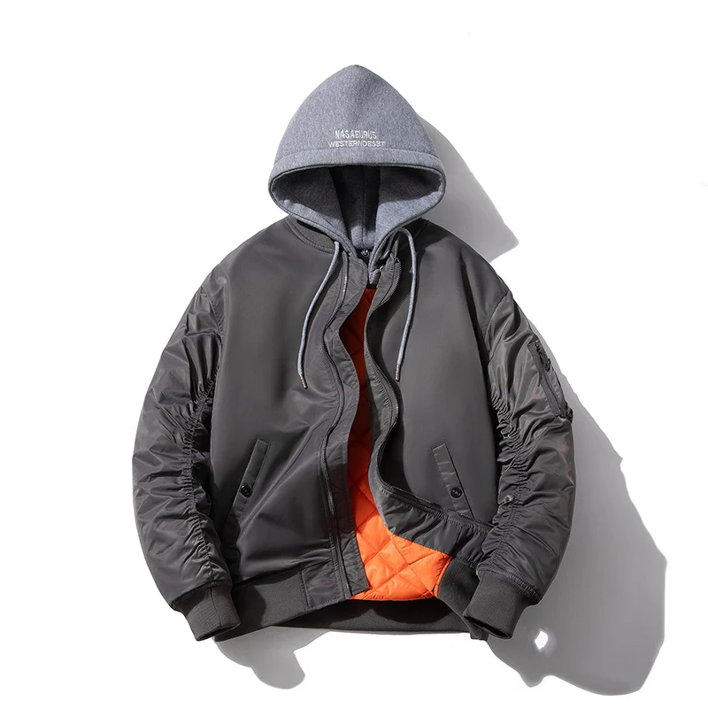 Herren Wattierte Bomberjacke mit Stehkragen, Kammerschnitt und Ärmeltasche Drune