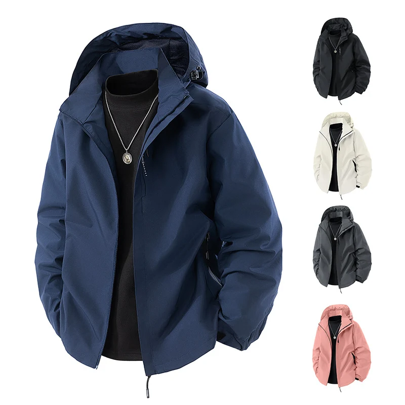 Herren Wasserabweisende Outdoor-Jacke mit Kapuze, winddichter Membran und verstellbarem Saum Drune