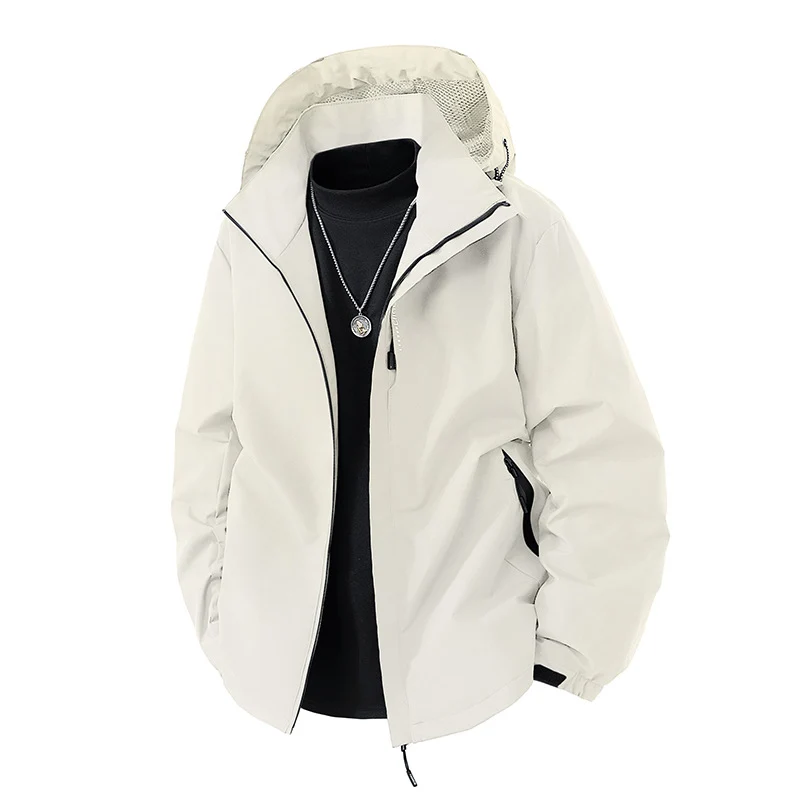 Herren Wasserabweisende Outdoor-Jacke mit Kapuze, winddichter Membran und verstellbarem Saum Drune