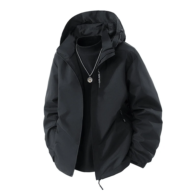 Herren Wasserabweisende Outdoor-Jacke mit Kapuze, winddichter Membran und verstellbarem Saum Drune