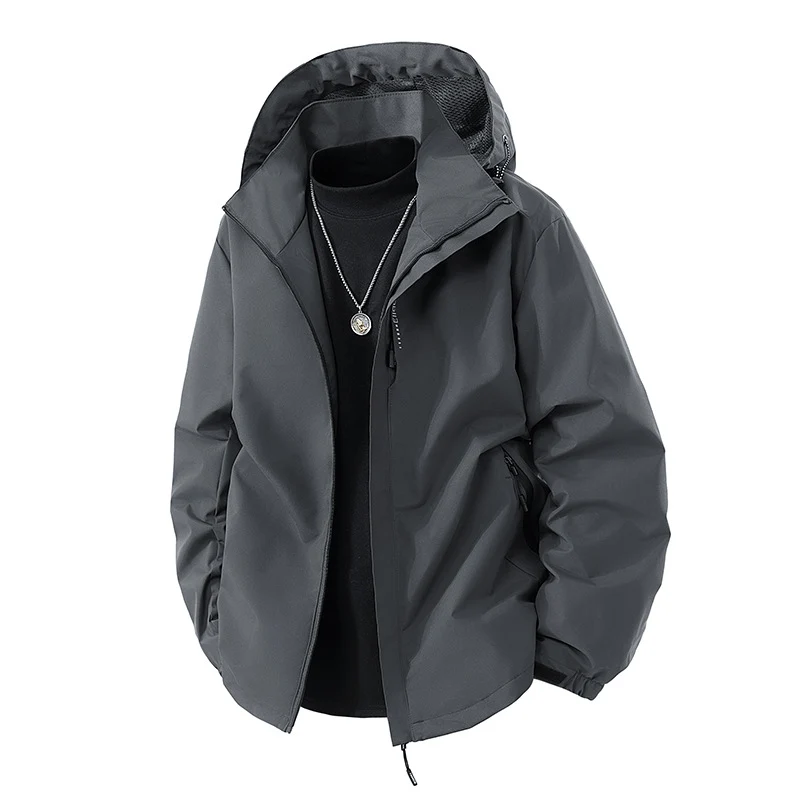 Herren Wasserabweisende Outdoor-Jacke mit Kapuze, winddichter Membran und verstellbarem Saum Drune