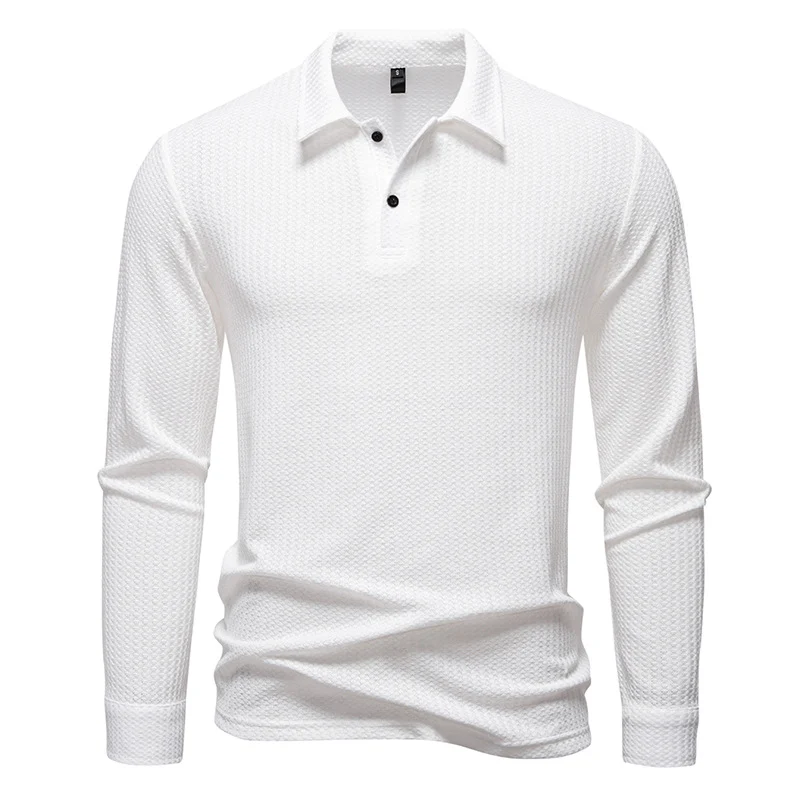 Herren Waffelstrick-Poloshirt mit Halbknopfleiste und Hemdkragen Drune
