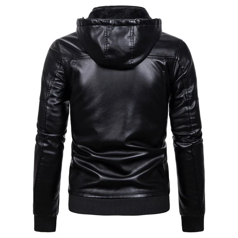 Herren Vintage-inspirierte Kunstleder-Bomberjacke mit Teddyfutter, Stehkragen und Brusttaschen Drune